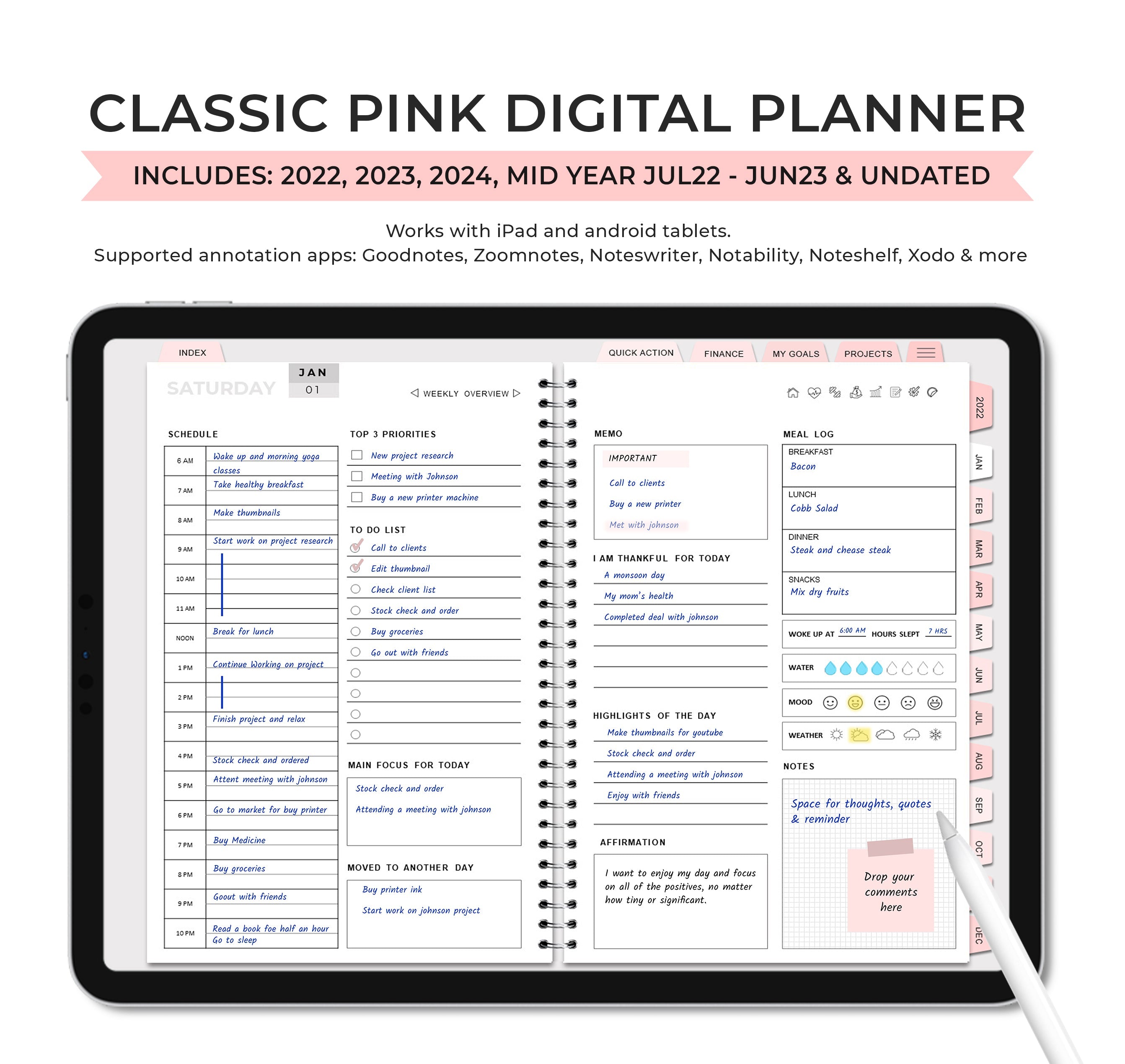 CLASSIC PINK DIGITAL PLANNER